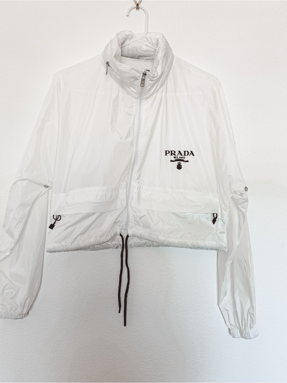 Prada White Cropped Windbreaker Jacket size 36